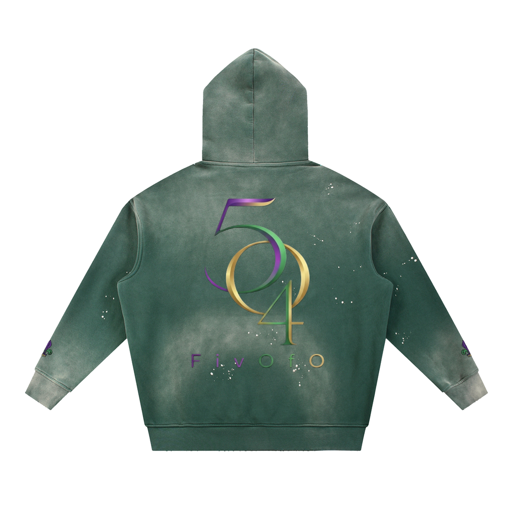 Vintage Washed Frayed Fleece Hoodie