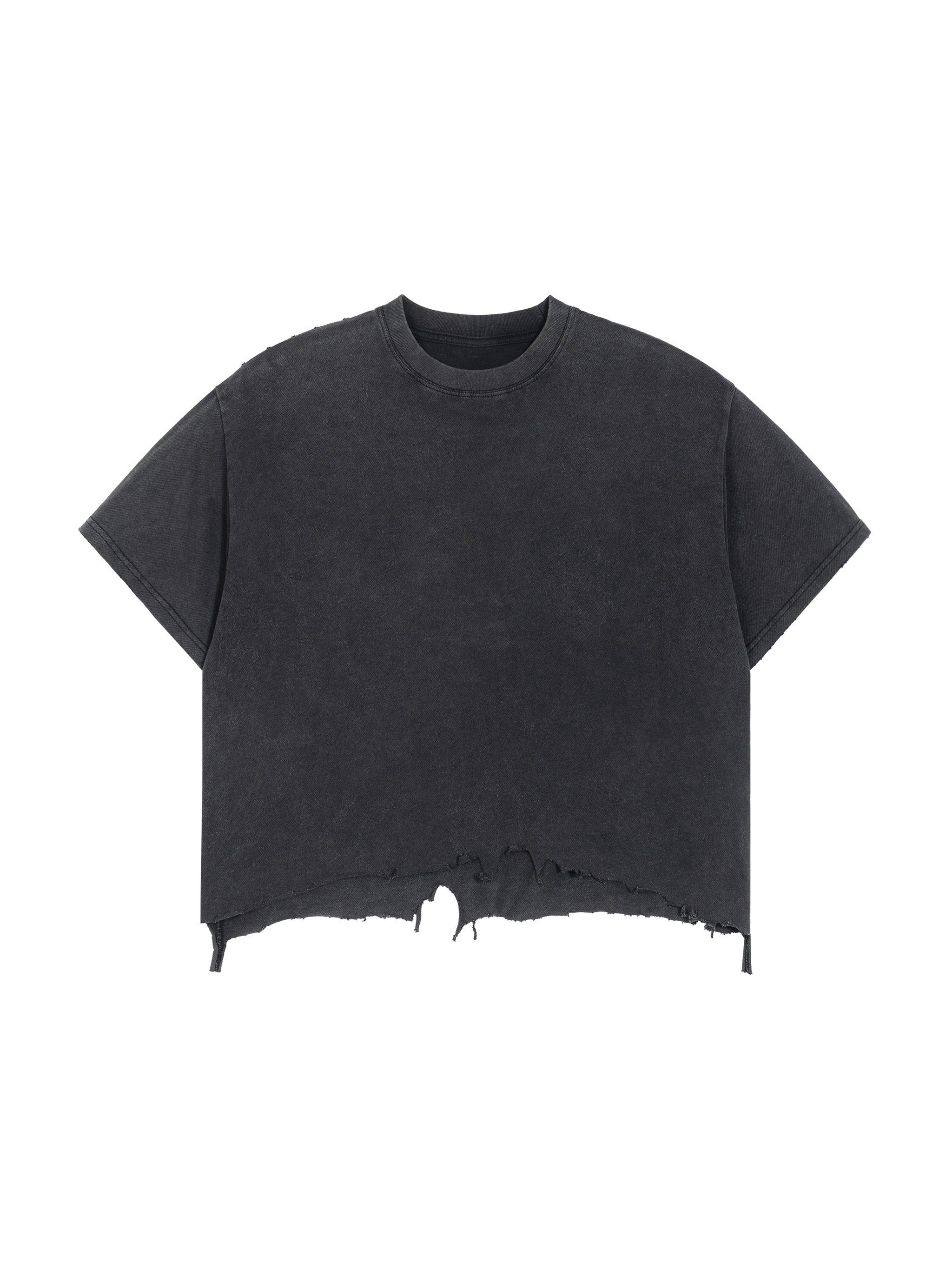Vintage Wash Boxy Distressed Hem T-Shirt